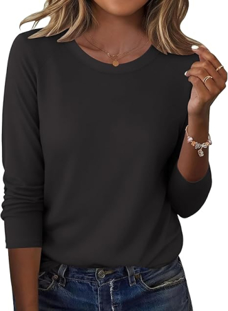 Bluze dama - Bluza lejera, cu maneci lungi, pulover pentru femei, negru M