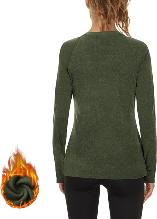 Bluza verde termica, pe corp, cu maneci lungi, pulover pentru femei, S [6]