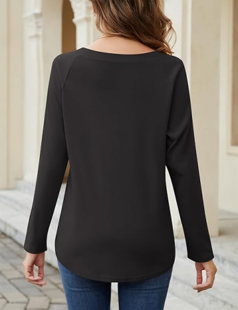 Bluza lejera, cu maneci lungi, pulover pentru femei, negru M [2]