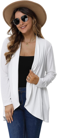 Bluza subtire cu maneci lungi, cardigan pentru femei, Alb M [2]