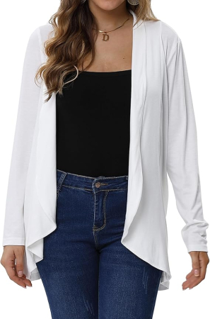 BLUZE FEMEI - Bluza subtire cu maneci lungi, cardigan pentru femei, Alb M