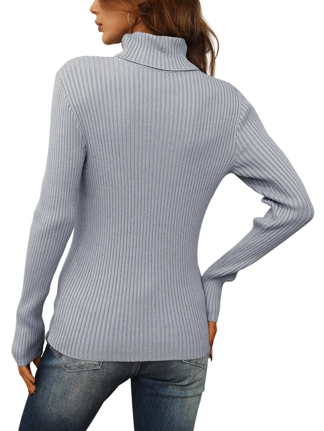 Bluza tricotata larga cu maneci lungi, pulover pentru femei, gri XL [2]