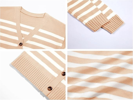 Bluza tricotata larga cu maneci lungi, cardigan pentru femei, Crem XL [5]