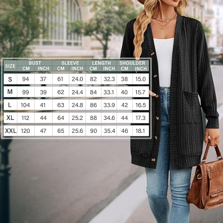 Bluza albastra tricotata lejera cu maneci lungi, cardigan pentru femei, L [5]