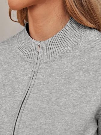 Bluza tricotata lejera cu maneci lungi, cardigan pentru femei, gri XL [4]