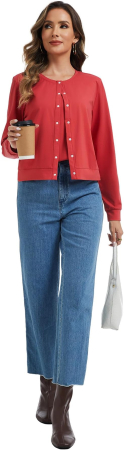 Bluza rosie lejera cu maneci lungi, cardigan de alaptare pentru femei, L [5]