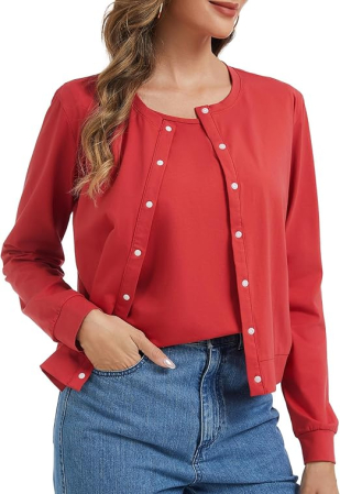 Bluza rosie lejera cu maneci lungi, cardigan de alaptare pentru femei, XL [1]