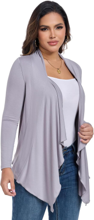 Cardigan pentru femei, moale, respirabil, gri S [4]