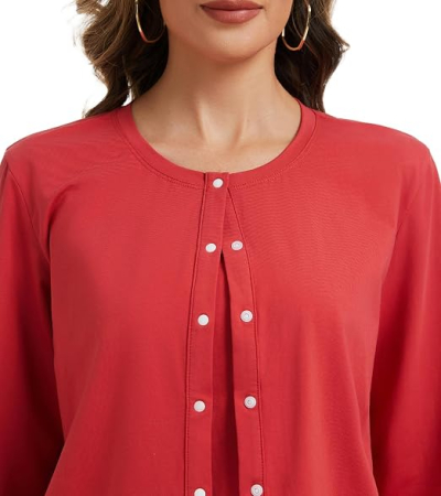 Bluza rosie lejera cu maneci lungi, cardigan de alaptare pentru femei, XL [2]
