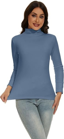 Bluza captusita, pe corp, cu maneci lungi, pulover pentru femei, bleu S [1]