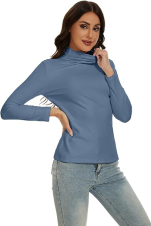 Bluza captusita, pe corp, cu maneci lungi, pulover pentru femei, bleu XL [6]