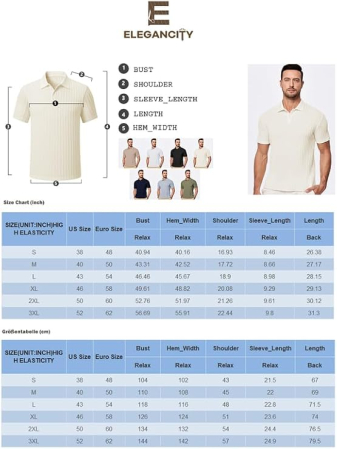 Bluză alb Polo Bărbați Elegancity, Mâneci Lungi, guler inalt, nasturi, 3XL [5]
