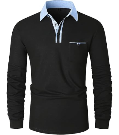 Bluze barbati - Tricou Polo Bărbați cu Mâneci Lungi, 100% Bumbac, Guler Oxford, Slim Fit, M
