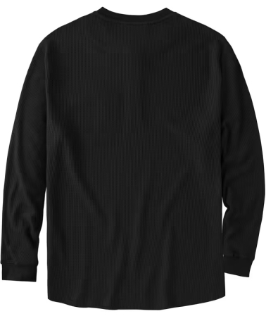 Bluză neagra Bărbați Slim Fit, Mâneci Lungi, Bumbac Waffle, 3 Nasturi, XL [2]