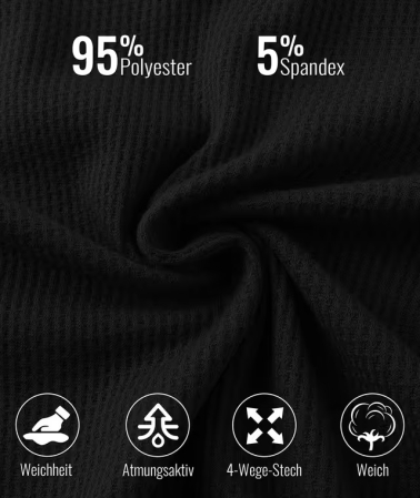Bluză neagra Bărbați Slim Fit, Mâneci Lungi, Bumbac Waffle, 3 Nasturi, XL [4]