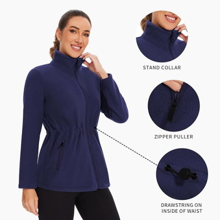 Jachetă Fleece Damă pentru Iarnă – Polar Călduros, Guler Înalt, Fermoar și 4 Buzunare, S [1]