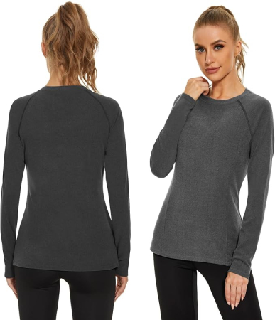 Bluză Termică Damă cu Mâneci Lungi, Călduroasă și Elastică, Bluza de Corp pentru Toamnă-Iarnă, Strat de Bază XS [4]