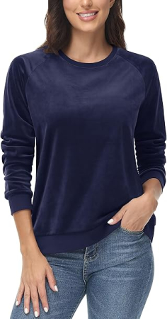 Bluze dama - Bluza albastra, lejera pentru femei, cu maneci lungi, L