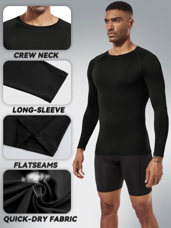 Bluze sport, cu maneca lunga, pe corp, pentru femei si barbati negru/alb, XL, set 3 buc [3]