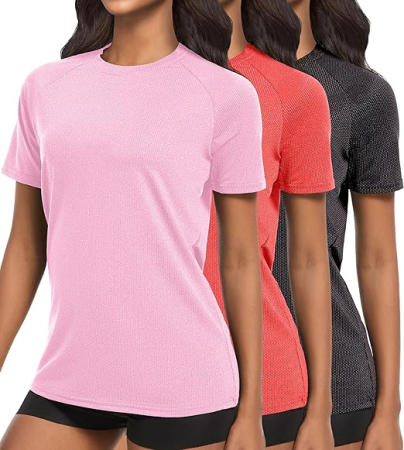 TRICOURI - Tricouri sport respirabile, pe corp, gri/rosu/roz, XL, set 3 buc