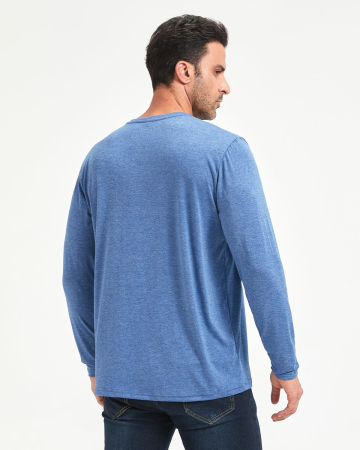 Set Bluze Henley Bărbați S Mâneci Lungi, 4 Culori, Alb/Gri/Bleumarin/Albastru [3]