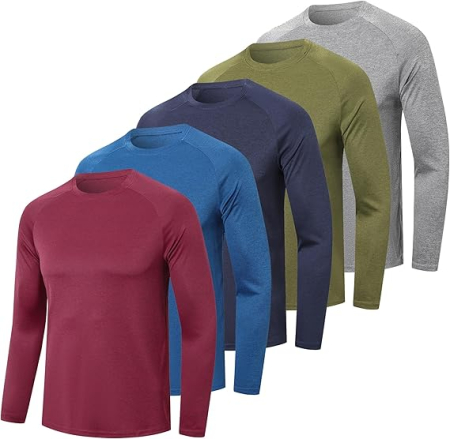 Bluze barbati - Bluze sport respirabile pentru barbati, pe corp, protectie UV, set 5 culori L