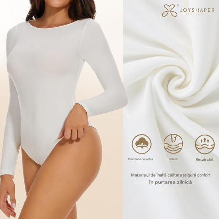 Body modelator corporal pentru femei cu maneca lunga, Alb S [2]