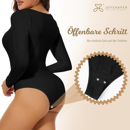 Body modelator corporal pentru femei cu maneca lunga, Negru , XL [3]