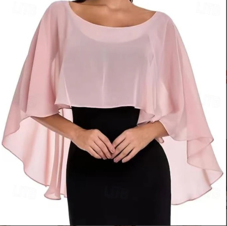 Bolero roz de seara elegant, din sifon, voal usor, marime universala [1]