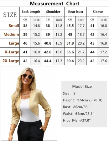 Bolero crem de dama cu maneci 3/4 XL [5]