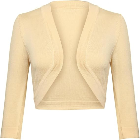 BLUZE FEMEI - Bolero crem de dama cu maneci 3/4 L