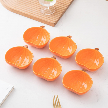 Boluri - Boluri ceramice portocalii pentru cremă brulee de 170 ml, set 6 bucati