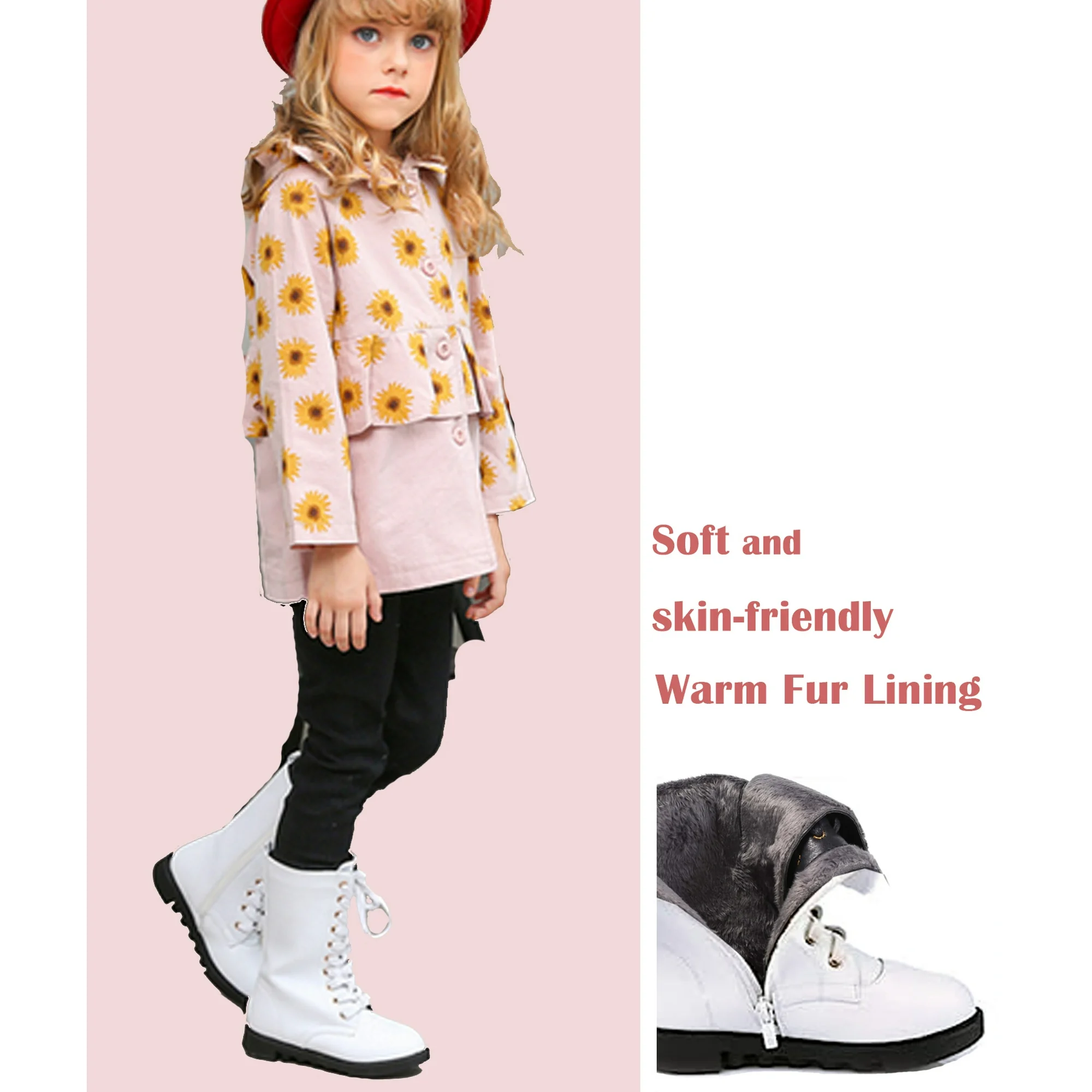 Botine inalte, impermeabile pentru copii marimea 36 negru/alb [4]