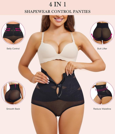 Boxeri negri modelatori cu talie înaltă pentru femei – Control al abdomenului, S [2]