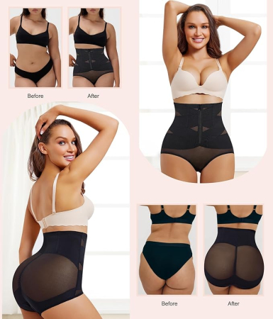 Boxeri negri modelatori cu talie înaltă pentru femei – Control al abdomenului, S [4]