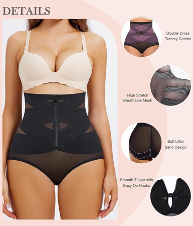 Boxeri negri modelatori cu talie înaltă pentru femei – Control al abdomenului, S [3]