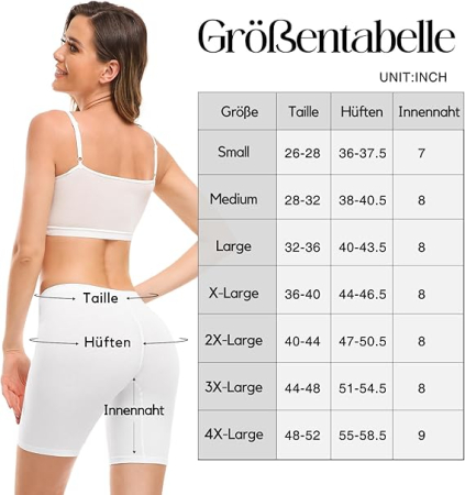 Boxeri sport cu talie înaltă pentru femei, preponderent bumbac, Alb 2XL [1]