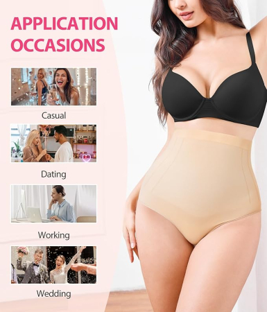 Boxeri crem modelatori cu talie înaltă pentru femei – Control al abdomenului, M [5]