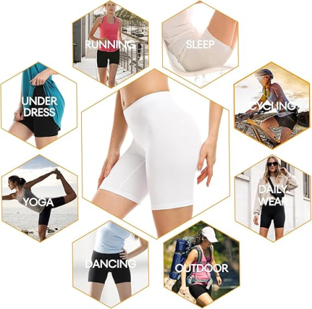 Boxeri sport cu talie înaltă pentru femei, preponderent bumbac, Alb 2XL [4]