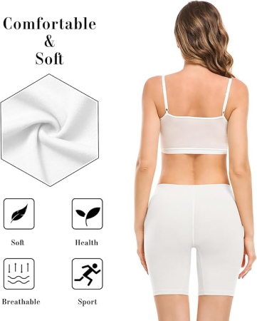 Boxeri sport cu talie înaltă pentru femei, preponderent bumbac, Alb 2XL [3]