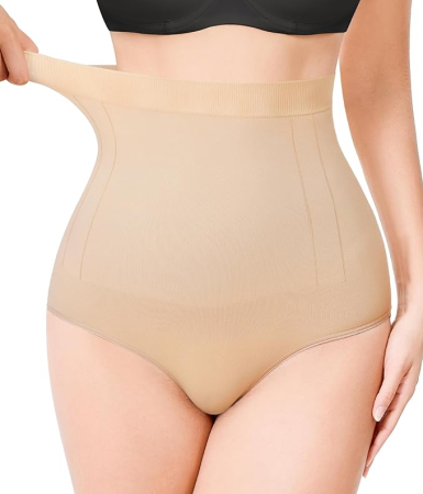 PANTALONI - Boxeri crem modelatori cu talie înaltă pentru femei – Control al abdomenului, M