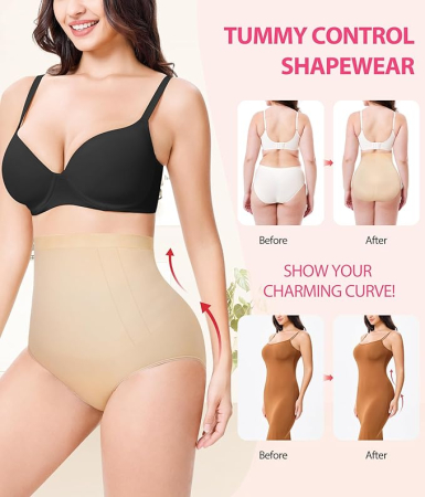 Boxeri crem modelatori cu talie înaltă pentru femei – Control al abdomenului, M [3]