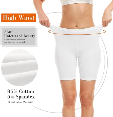 Boxeri sport cu talie înaltă pentru femei, preponderent bumbac, Alb 2XL [5]