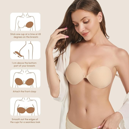 Sutien invizibil adeziv fără bretele și fără spate, gri cupe H [2]