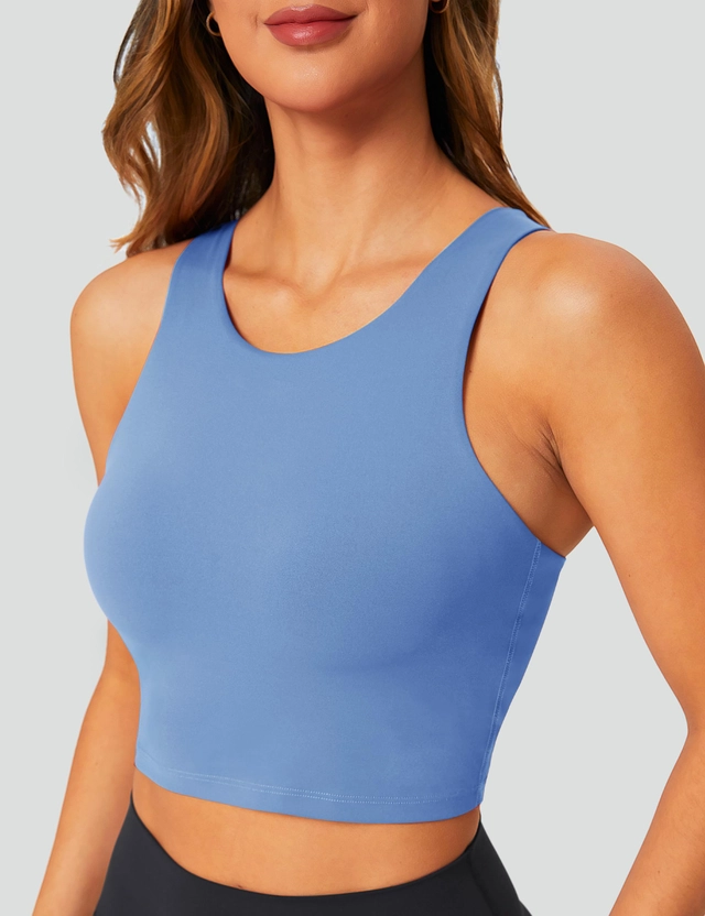 Bustiera sport, sutien elastic pentru compresie corporala, albastru XL [2]