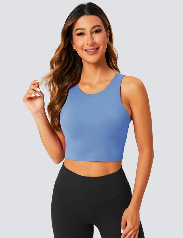 Bustiera sport, sutien elastic pentru compresie corporala, albastru XL [4]