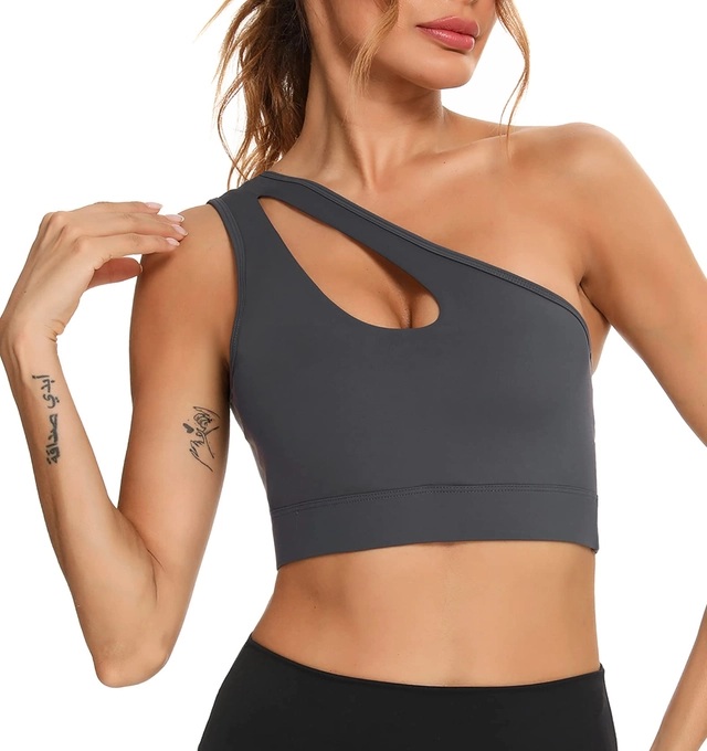 Tricouri dama - Bustiera sport, sutien elastic asimetric fara armatura, M