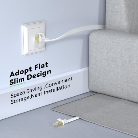 Cablu de Rețea LAN Gigabit RJ45 de mare viteză Cat 8 40 de metri, 40 Gbps 2000 Mhz Compatibil cu Router, Modem, PC, Laptop, Imprimantă [3]