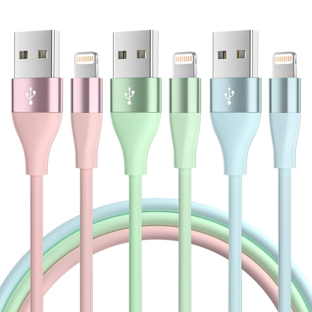 Cabluri electrice si conductori - Set 3 Cabluri iPhone MFi, 2 m, Încărcare Rapidă 2.4A, Transfer 480 Mbps