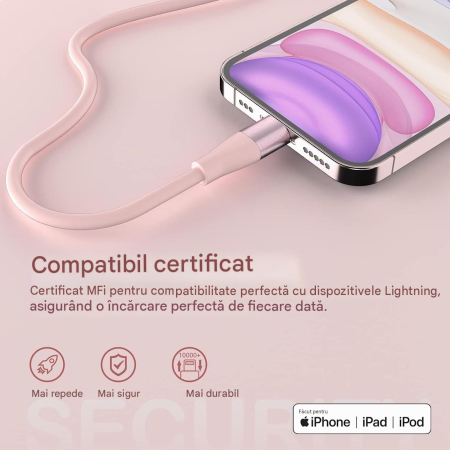 Set 3 Cabluri iPhone MFi, 2 m, Încărcare Rapidă 2.4A, Transfer 480 Mbps [5]